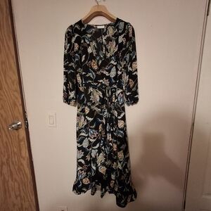 New York And Company Medium Floral Maxi Wrap Dress Boho Cottagecore